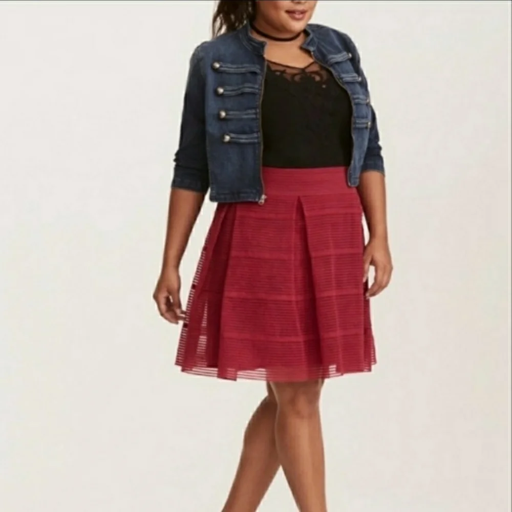 Torrid Striped Sheer Flared Skirt